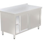 Working Bench with Cabinet Base and Latched Door With Space Rack