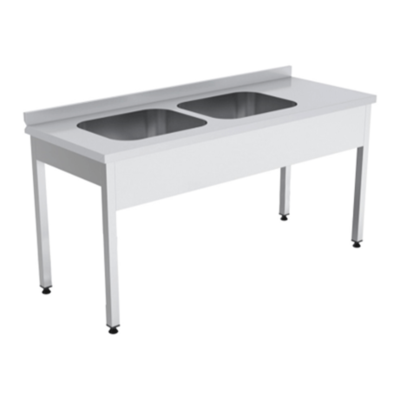 Double-Sink Work Table without Undershelf