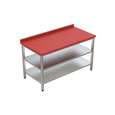 Polyethylene-Top Work Table with Undershelf and Midshelf